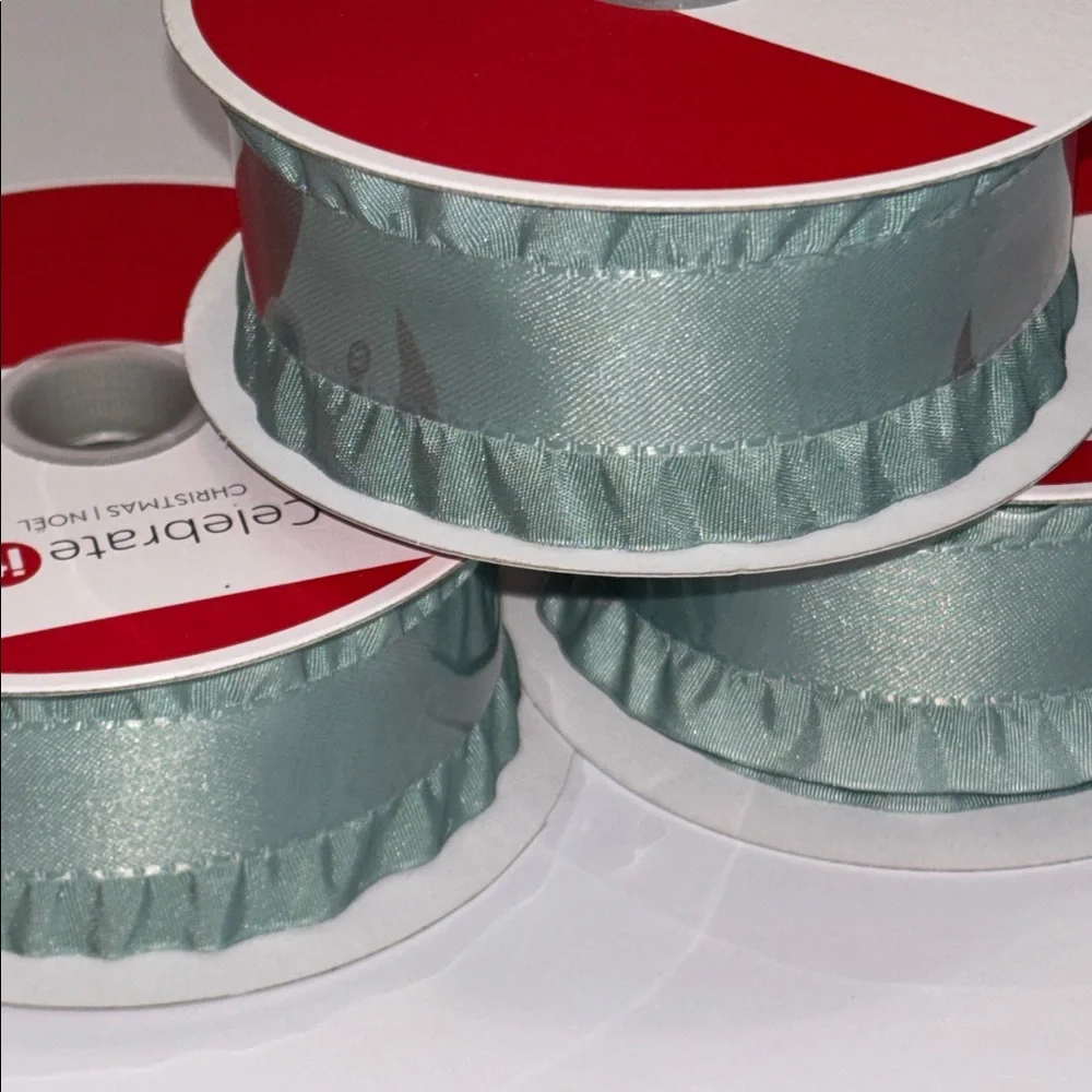 Satin Ruffled Edge Ribbon Sage Green 1 1/2”X30 ft